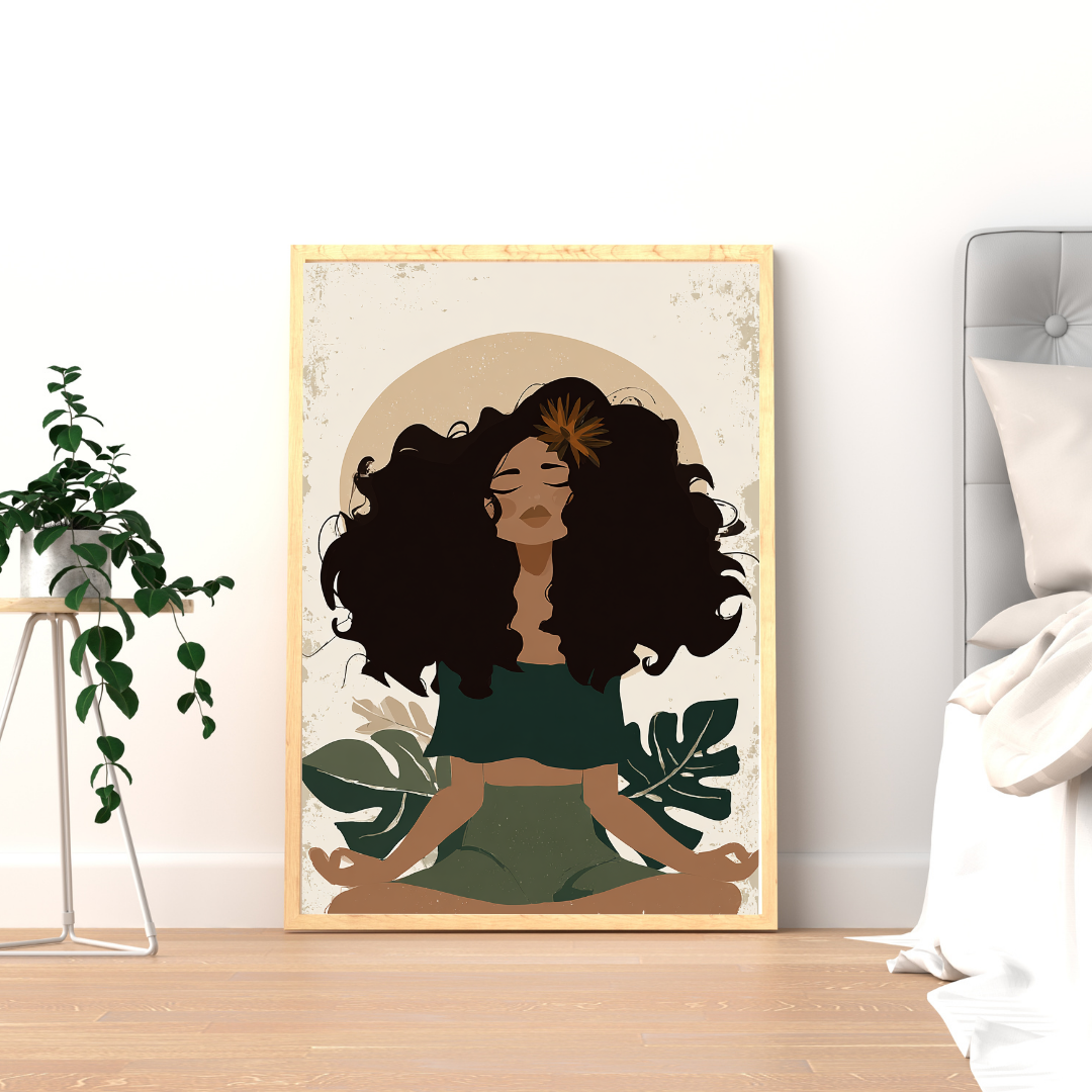 Nature-Inspired Woman Meditating – Wall Art