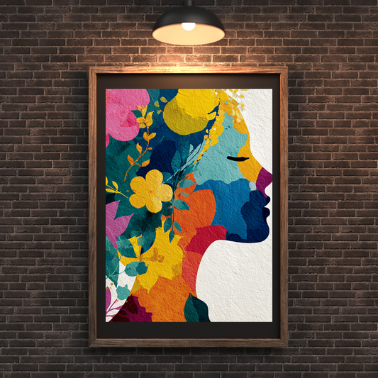 Side Profile with Floral Hair – African-Inspired Wall Art Print