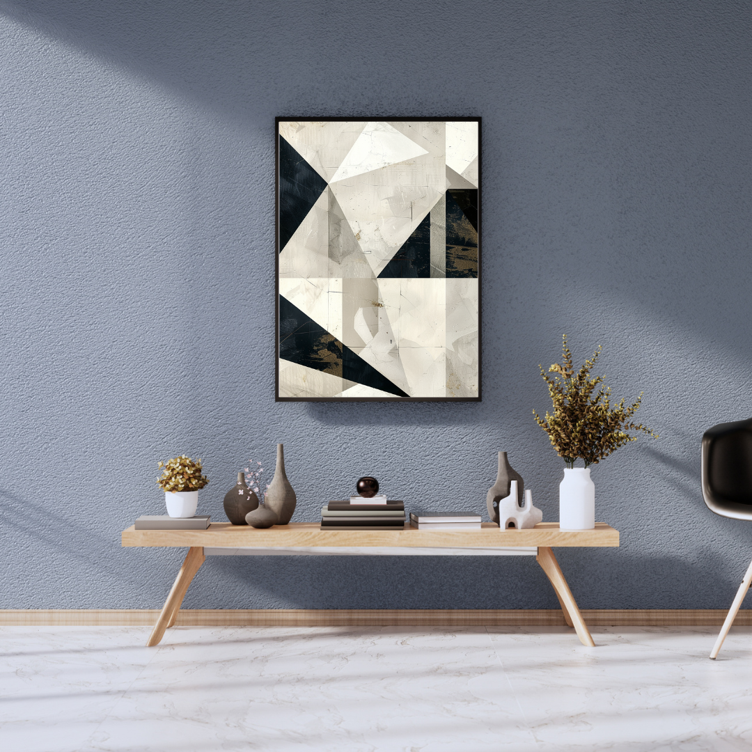 Black, White & Cream Gallery Wall Set – Half-Face & Geometric Prints