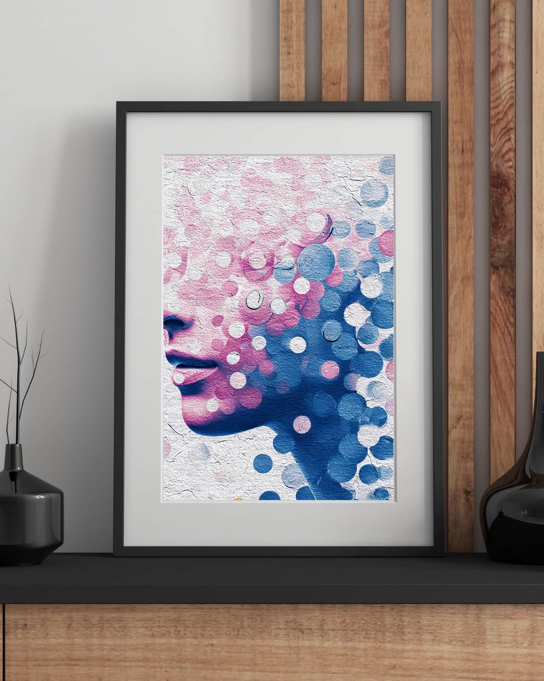 Abstract Side Profile – Lower Face Dot Art Wall Print