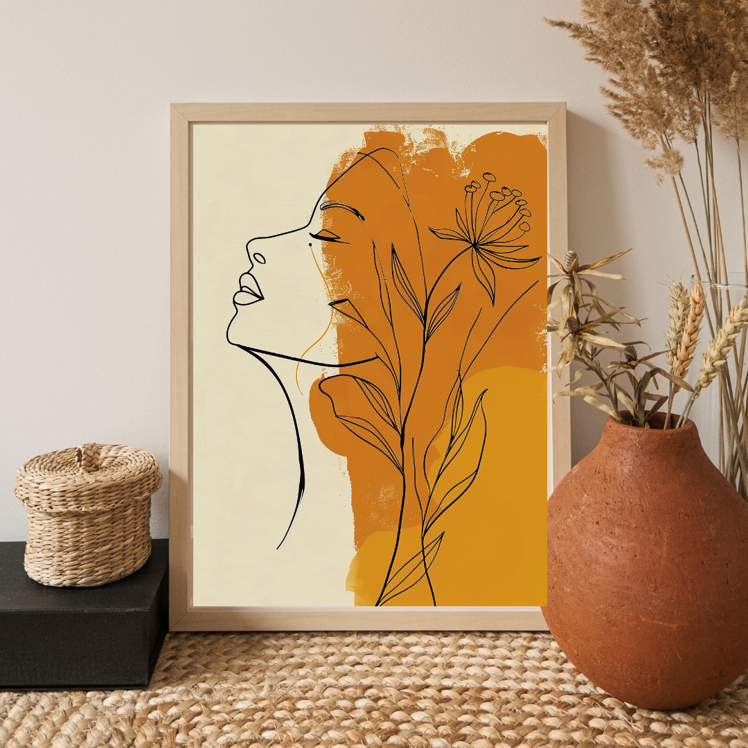 Bohemian Harmony – Woman with Flower Wall Art Print